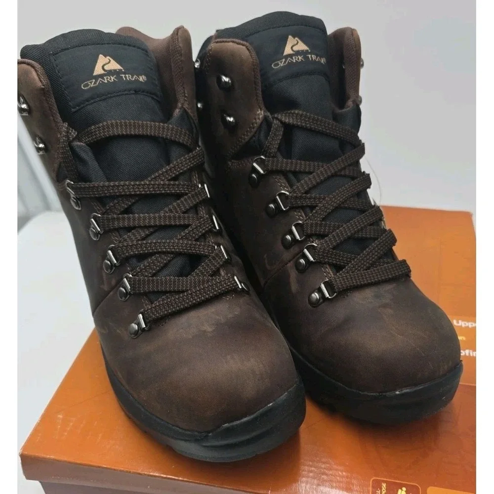 Ozark Trail Bandy II Men's Hiking Boots 10.5 W Dark Brown Leather Waterproof